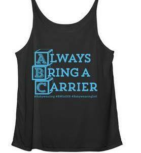 black tank with ABC blocks and phrase "always bring a carrier"